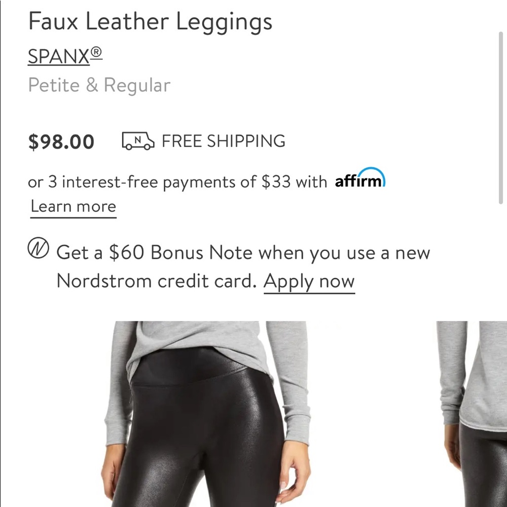 NWOT Spanx Faux Leather Leggings